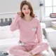 Bộ đồ ngủ dài tay cotton phù hợp với mùa xuân và mùa thu nữ Phim hoạt hình Hàn Quốc Quần áo gia đình cỡ lớn có thể mặc cho sinh viên bộ đồ hai mảnh - Nam giới