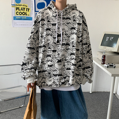 Couple's sweater men's hooded Hong Kong fashion brand ins Korean loose trend casual Pullover autumn coat