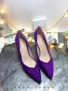 Giày nữ với giày cao gót nông miệng đơn Giày màu tím giày đơn màu với giày thấp thời trang