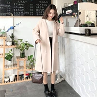 Áo khoác len nữ dài phần phiên bản Hàn Quốc 2018 thu đông mới áo khoác dài hai mặt nữ rộng áo gió nữ đẹp