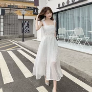 Phụ nữ Hàn Quốc 2019 hè mới nhỏ xinh xắn váy xòe siêu cổ tích ngọt ngào khí chất đầm ren mỏng manh - Váy eo cao