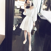 Châu Âu 2019 xuân mới phong cách châu Âu và Mỹ trang phục fan hâm mộ văn học Yang Yang là váy ren trắng mỏng nữ - Sản phẩm HOT