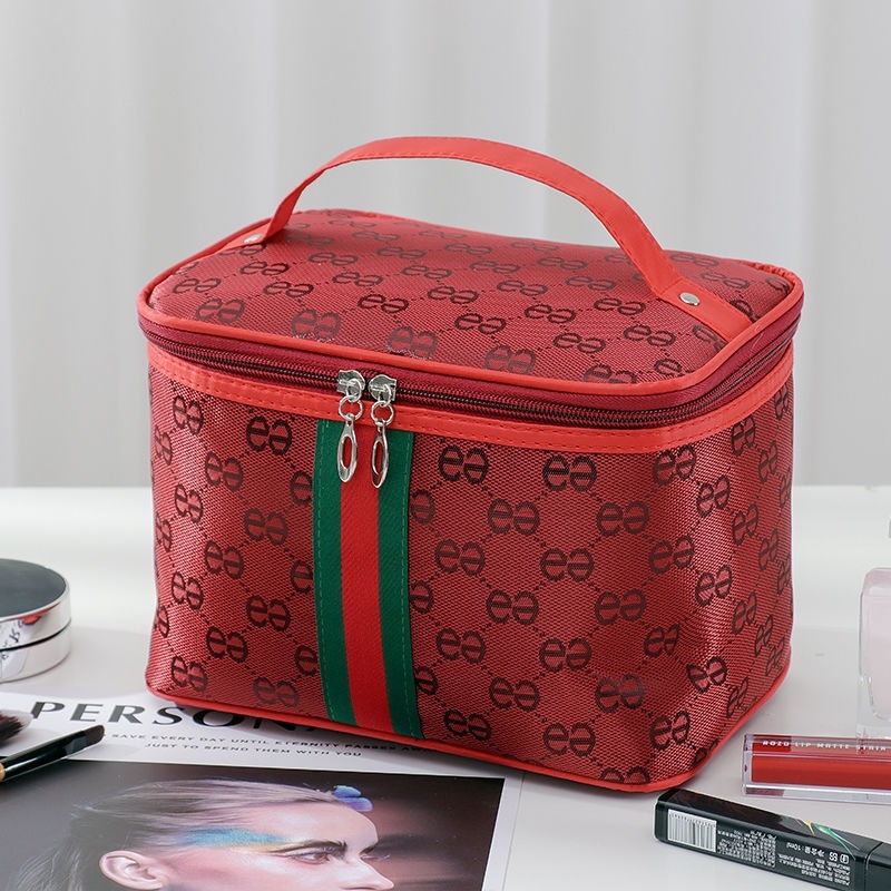 Large Double E Wine Redmulti-function Cosmetic Bag female Portable 202021 new pattern Superfire ultra-large capacity product storage box Advanced sense suitcase