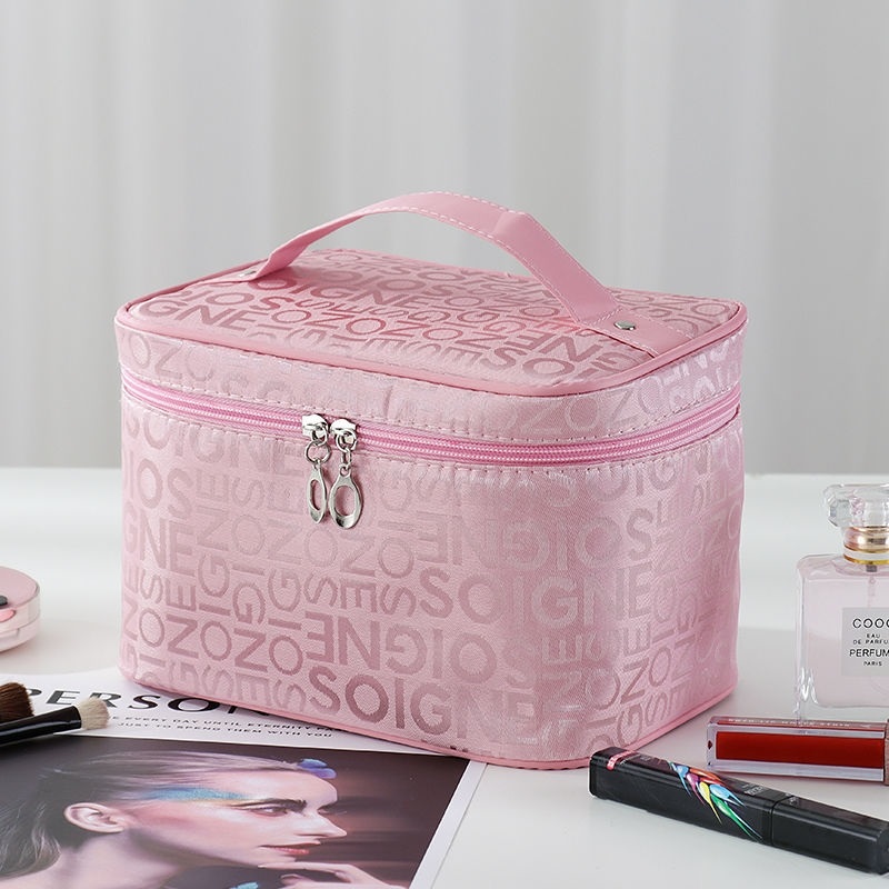 Large Letter Pinkmulti-function Cosmetic Bag female Portable 202021 new pattern Superfire ultra-large capacity product storage box Advanced sense suitcase
