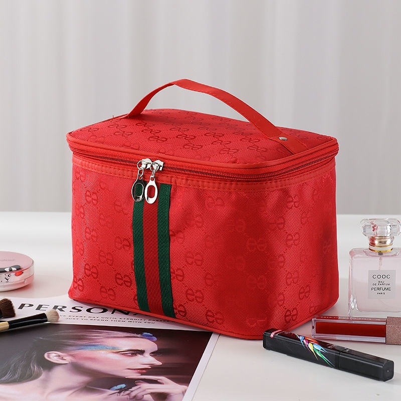 Large Double E Redmulti-function Cosmetic Bag female Portable 202021 new pattern Superfire ultra-large capacity product storage box Advanced sense suitcase