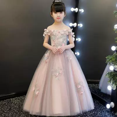 2019 mới cô gái một vai váy cưới chủ nhà trẻ em sinh nhật buổi tối váy công chúa váy hoa cô gái biểu diễn - Váy trẻ em