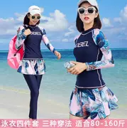 Cô gái béo áo tắm che bụng là eo mỏng Nhật Bản bạn gái ngọt ngào tay ngắn xẻ đen đào tạo phiên bản Hàn Quốc của người mẫu nữ - Bộ đồ bơi hai mảnh