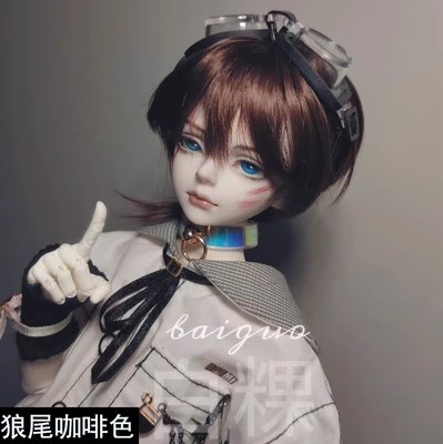 taobao agent The new doll wig 6 -point wolf tail BJD fake hair 3 -point soft silk juvenile hair 4 points sister head long bangs