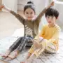 Bộ đồ lót cotton cho trẻ em mùa xuân và mùa thu quần áo nhà quần áo cotton ấm cho bé mùa thu quần áo bé trai và bé gái - Quần áo lót quần áo trẻ em nam