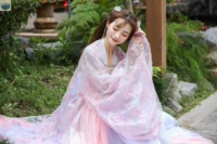 Hanfu nữ mùa xuân cherry cải tiến váy ngực Qi cha mẹ con rể phong cách Trung Quốc trang phục cổ tích Trung Quốc yếu tố siêu cổ tích - Trang phục dành cho cha mẹ và con quần áo gia đình