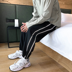 Reflective strip sports pants men's ins fashion Korean version student loose BF style couple casual corset pants 2020 NEW