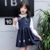 Quần áo trẻ em gái đầm xuân sản phẩm mới 2019 trẻ em lớn Hàn Quốc phiên bản in hình vương miện cổ áo váy thủy triều - Khác Khác
