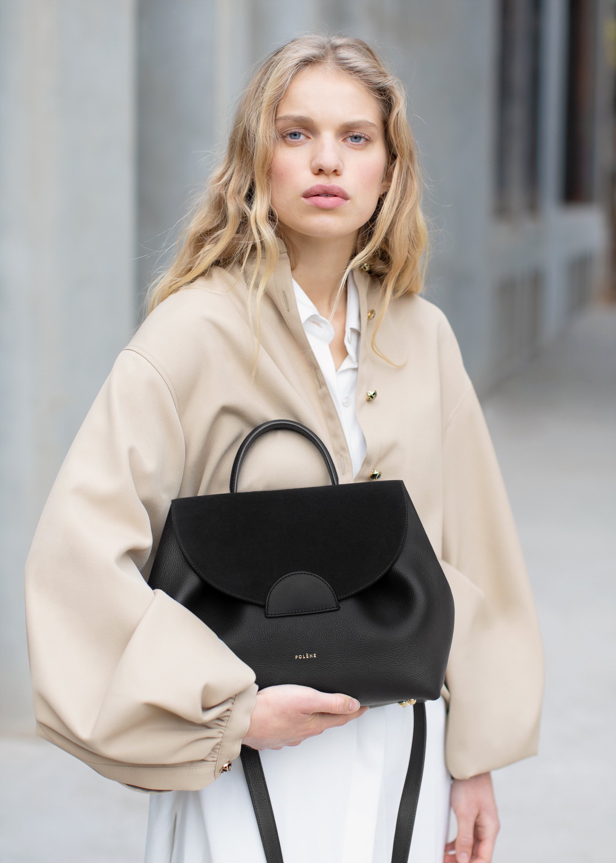 Black (Triple Leather)Large POLENE Bag female ins Minority Design 2021 new pattern tide commute Versatile large capacity portable Female bag