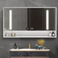 Tủ gương phòng tắm thông minh một mình treo tường lưu trữ dây đai kệ tích hợp nhà vệ sinh sương mù ánh sáng ban nhạc bằng gỗ đơn giản gương nhà tắm có tủ tủ gương trong phòng tắm
