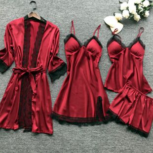 Новые сексуальные пиjama летом набор из четырех предметов для женщин