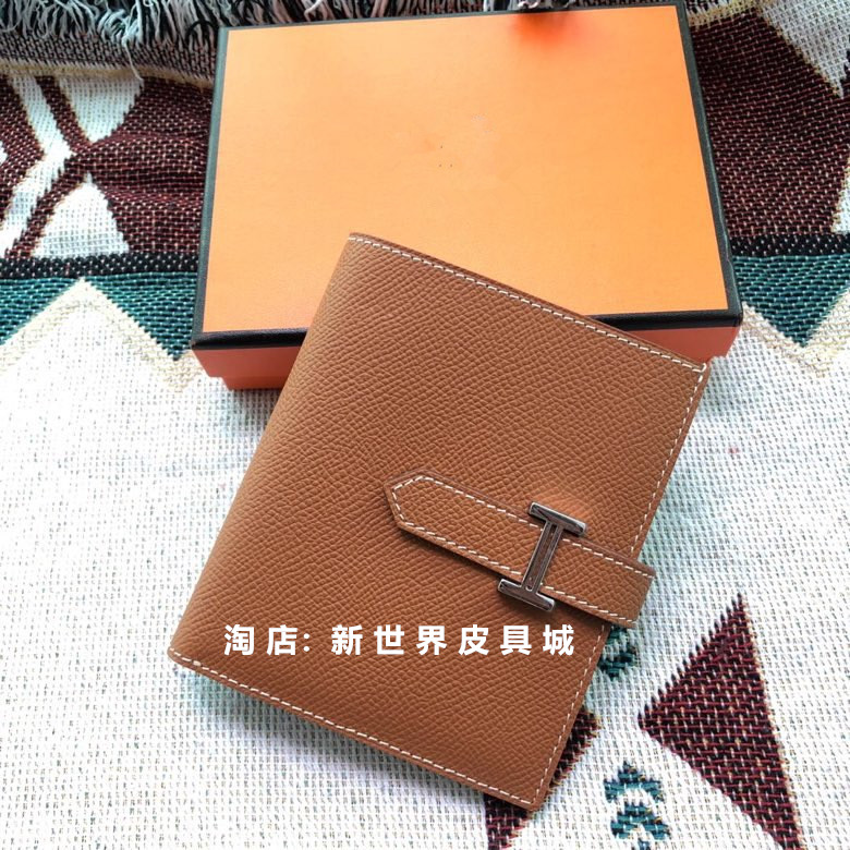 Golden Brown (EP Leather)free shipping new pattern Simplicity Europe and America H home Import palm prints eposm skin H buckle wallet ma'am Card bag  genuine leather