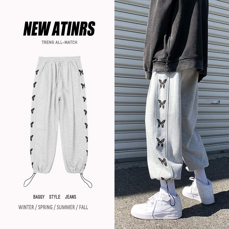Autumn pants men's Korean style sports pants loose legged Hong Kong Style Capris fashion brand ins pants
