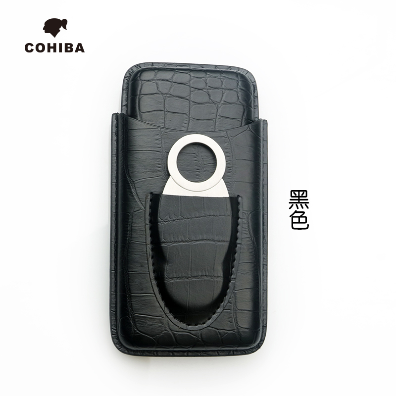 Blackcohiba Cigar Portable case Cigar Leather case Cigar box travel Cigar cover Moisturizing sleeve 3 Support assembly Cohiba