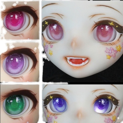 taobao agent Bjd baby eye beads 1/3 minutes 4 minutes pink, blue, yellow -green gradient cartoon eyes 1/6 points Tinyfox laser color pupil