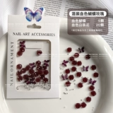 Красный горный чай для маникюра для ногтей, черный трехмерный декор с бабочкой, набор материалов, 2023, популярно в интернете