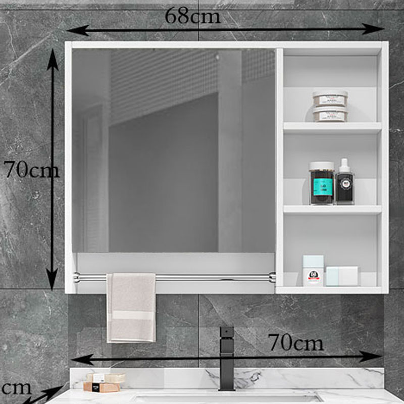 Tủ gương lưu trữ bằng gỗ nguyên khối đơn giản với thanh treo khăn phòng tắm thông minh treo tường lưu trữ tủ gương trang điểm tủ gương đẹp tủ gương treo tường 