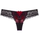 Đẹp Ý gợi cảm ren đen + đỏ retro thiết kế dây đeo nữ eo thấp T quần thong - G-string