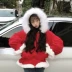 Mùa thu đông 2018 phụ nữ mới phiên bản Hàn Quốc của cổ áo lông thú hoang dã trùm đầu bông độn bông ngắn áo khoác nữ áo kiểu trung niên Áo khoác ngắn