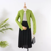 [Bắp cải] G * 12 mùa thu mới của Hàn Quốc Solid Color Cardigan đơn ngực dài tay áo ngắn Knit Jacket