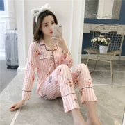 Mùa xuân hè hè Bộ đồ ngủ dài tay cho nữ bộ đồ cotton ngọt ngào nhỏ tươi có thể mặc bên ngoài áo len mỏng tháng phục vụ tại nhà