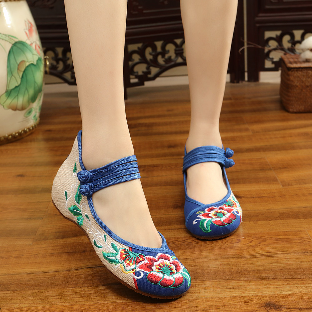 1003#民族风绣花鞋子低帮女鞋舒适透气牛筋底中国风绣花布鞋