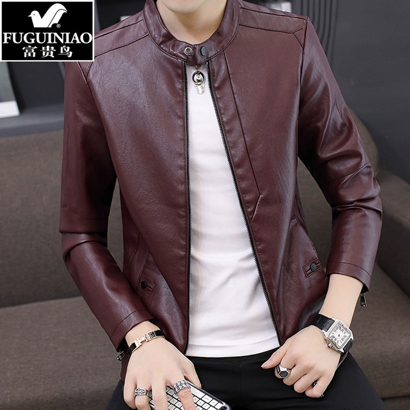 Rich Bird 2019 da nam mới hợp thời trang Slim đẹp trai mùa xuân và mùa thu quần áo xe máy pu leather jacket nam - Quần áo lông thú