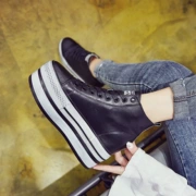 Giày cao gót siêu cao 10cm da cao giúp bánh xốp dày đáy 2018 mới cộng với cotton mùa thu và giày nhỏ bẩn nữ