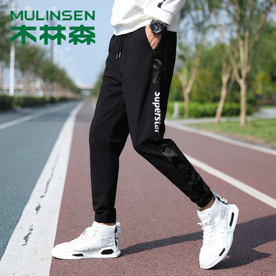 木林森夏季薄男裤运动裤男士新款2021工装长裤子休闲宽松九分裤