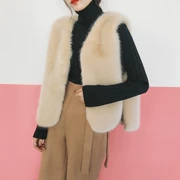 Phiên bản tiếng Hàn mới của hàng nhái 獭 thỏ lông ngắn tóc giả lông vest vest nữ ruy băng ngắn là áo khoác mỏng vest vest