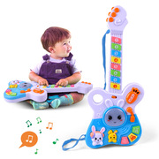 Trẻ em của cây đàn guitar âm nhạc đa chức năng bé câu đố giáo dục sớm cô gái câu chuyện nhạc cụ violon kid đồ chơi đàn piano