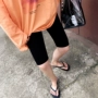 Bà bầu năm điểm quần Hàn Quốc thời trang đen co giãn bó sát bụng nâng hạ quần short mùa hè phần mỏng mặc - Phụ nữ mang thai quần / quần bụng quần bầu mùa hè