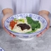 Bát sứ màu xanh và trắng tùy chỉnh 
            Bộ đồ ăn bằng gốm Bát lớn Bát súp Hộ gia đình thương mại Bát ramen Trung Quốc Retro Mì thịt bò Bát cay Đồ ăn tối