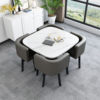 Imitation of marble square+gray leather chair 4 chairs