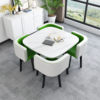 Imitation of marble square+green white leather chair 4 chairs