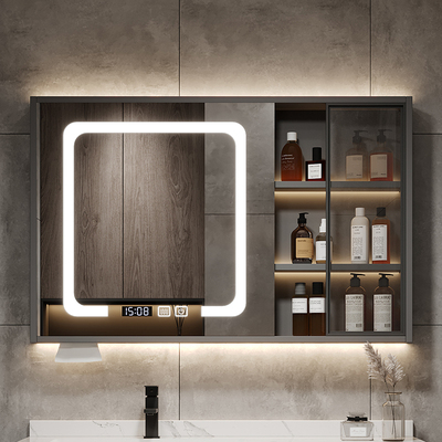 Tủ gương phòng tắm thông minh treo tường nhà vệ sinh riêng laminate ánh sáng gương phòng tắm giá tích hợp tủ lưu trữ tủ gương đèn led gương tủ phòng tắm 