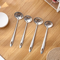 Bếp inox muỗng dụng cụ gia đình dài tay cầm bánh bao lẩu lọc lớn colander dày súp chảo thép