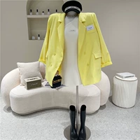 Желтый летний сексуальный пиджак классического кроя, топ, в корейском стиле, коллекция 2021