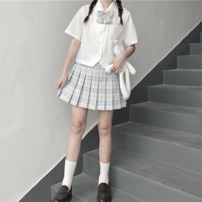taobao agent Base short summer student pleated skirt, sexy top, white clothing, with short sleeve, 2023 collection