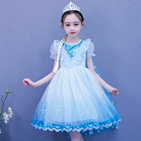 Летний наряд маленькой принцессы, юбка на девочку, платье, «Холодное сердце», короткий рукав, подарок на день рождения