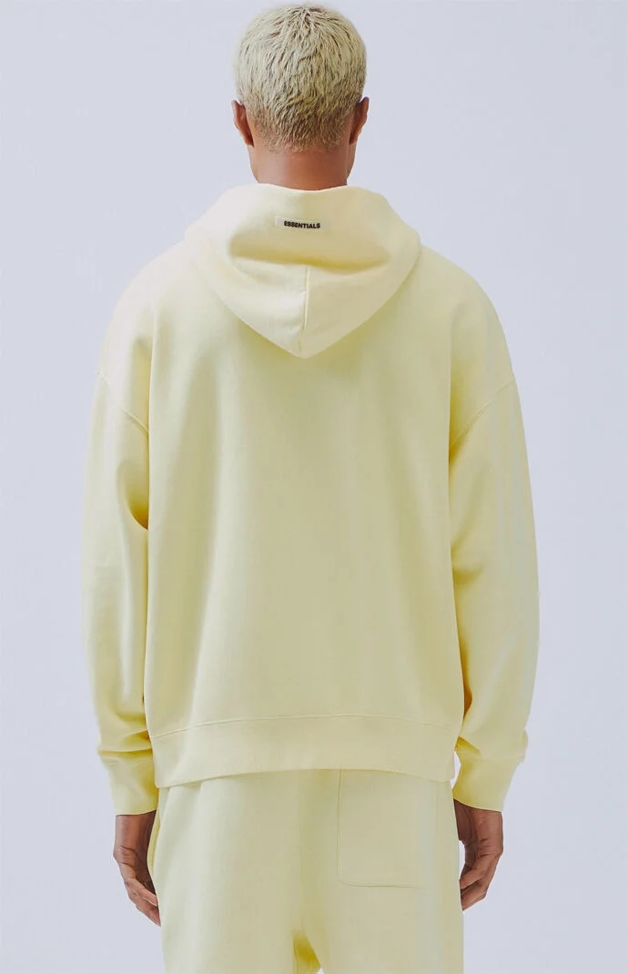 Light YellowFOGFEAROFGODEssentialsPulloverHoodie Double line Hooded Embroidery Flower Sweater