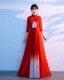 Quần áo biểu diễn hợp xướng bài hát màu đỏ váy dài của phụ nữ trang phục phong cách Trung Quốc ngâm thơ đồng phục dàn hợp xướng quần áo biểu diễn sân khấu