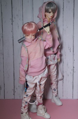taobao agent Bjd baby clothing 4 points 3 points, uncle puts pink sweater worker pants set BJD cat black sauce baby clothes