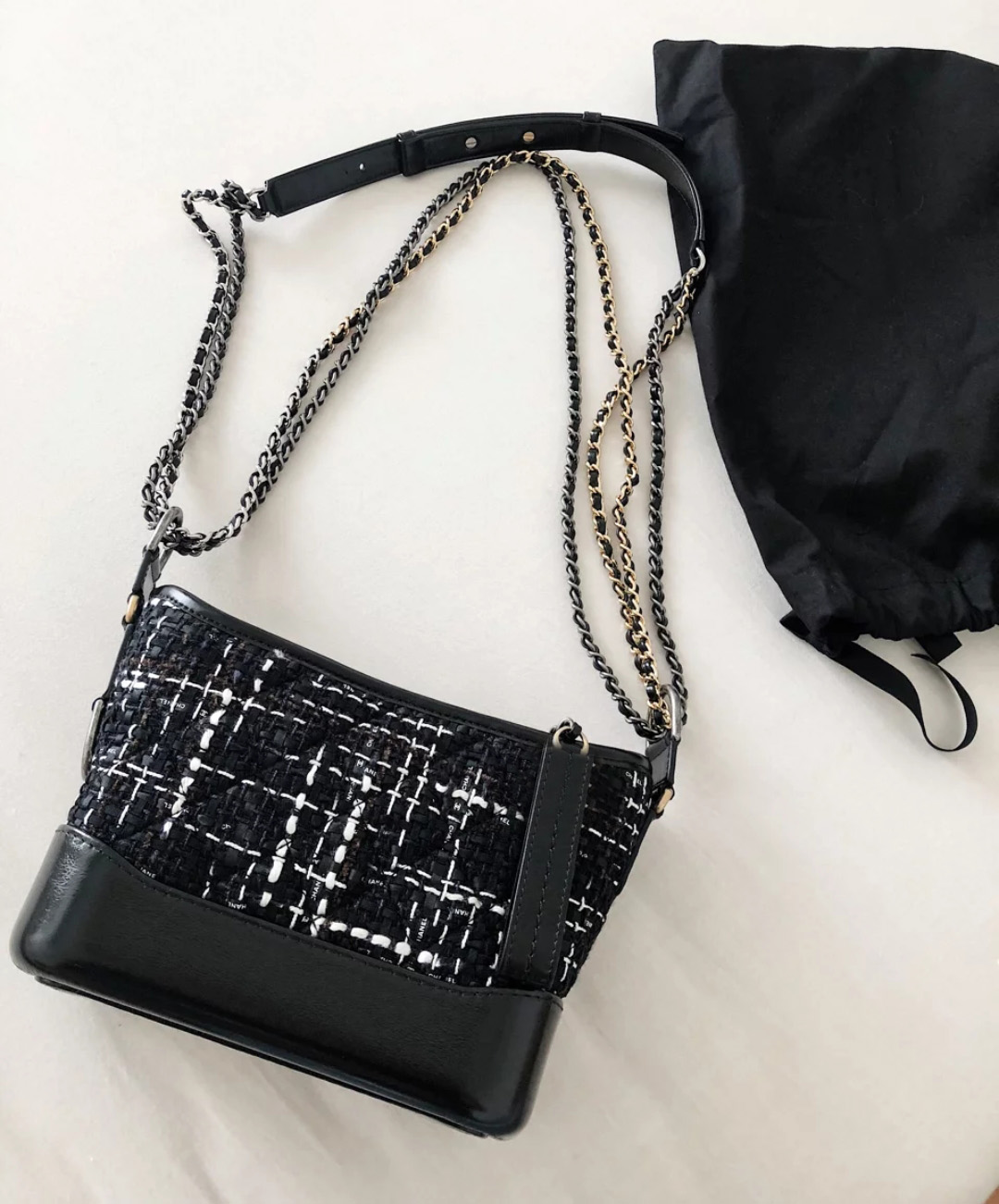Black - Small TweedBag female 2020 spring new pattern Little fragrance genuine leather Stray bag One shoulder Oblique span Rhombic grid Chain package Versatile Female bag