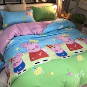Rung Người Xã Hội Dễ Thương Cartoon Pig Peggy Bốn Mảnh Set 1.2 1.5 1.8 Meter Quilt Bed Sheets Ký Túc Xá