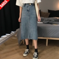 Летняя тонкая длинная джинсовая юбка для школьников, в корейском стиле, средней длины